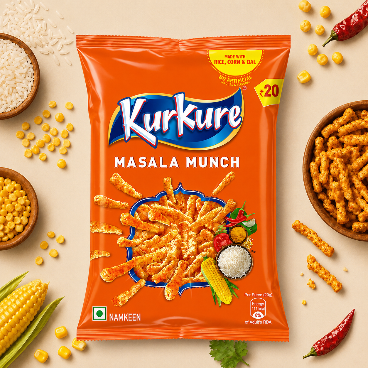 Kurkure Masala Munch Crisps.
